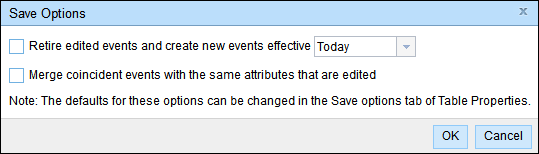 Save Options dialog box